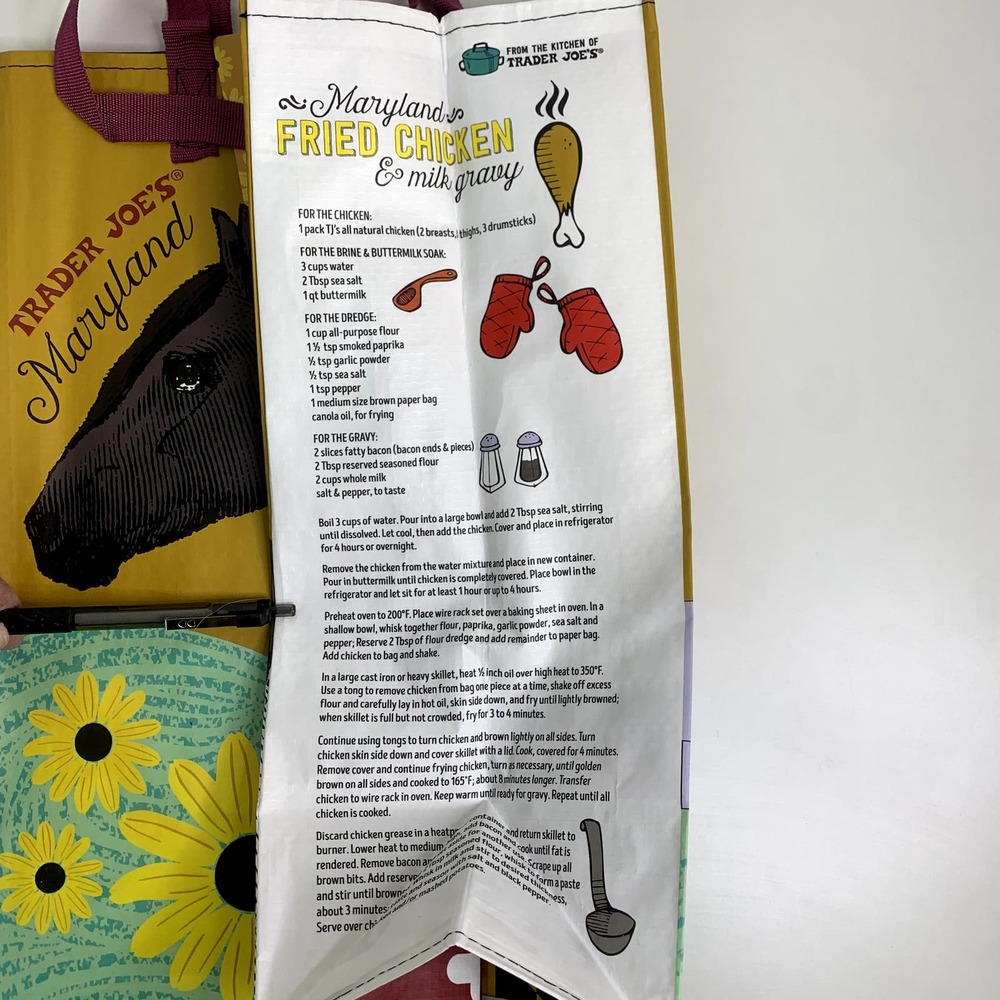 Trader Joe’s Maryland MD Tote Bag Reusable Shopper Horse Crab Oriole Flower Flag - Picture 4 of 5